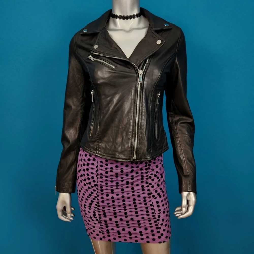 🆕️🎵 STRADIVARIUS Genuine Leather Biker Jacket // (NWT)
